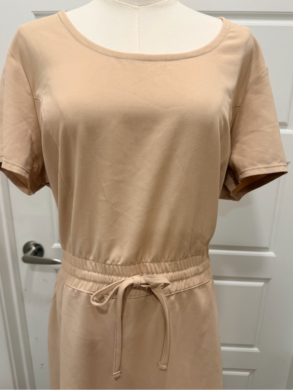 32 Degrees Casual Elastic Waist Short Sleeve Dress in Beige - Picture 5 of 6